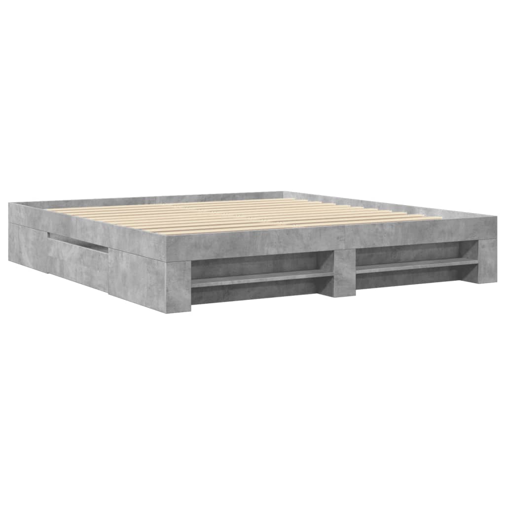 Sengeramme betonggrå 200x200 cm konstruert tre