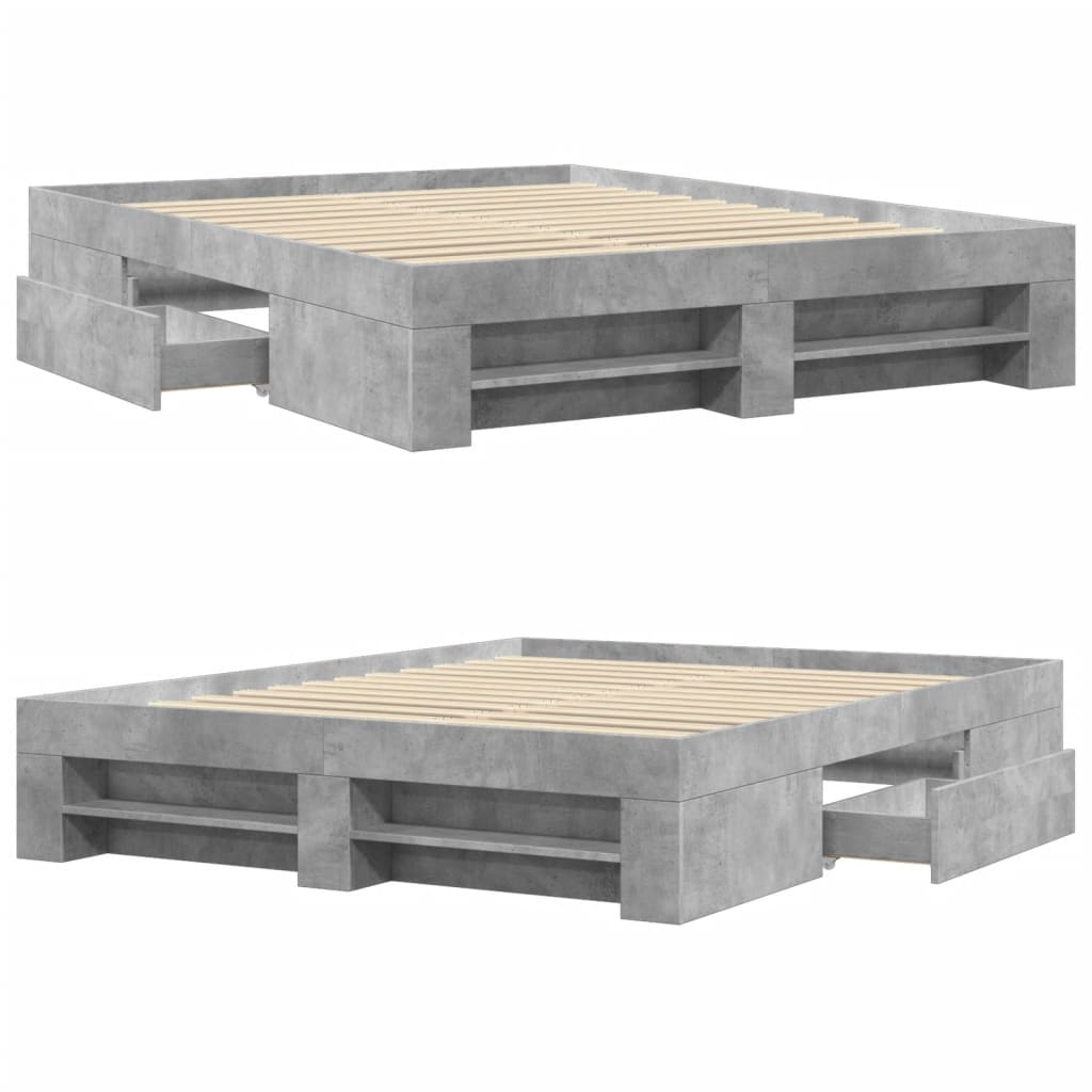 Sengeramme betonggrå 160x200 cm konstruert tre