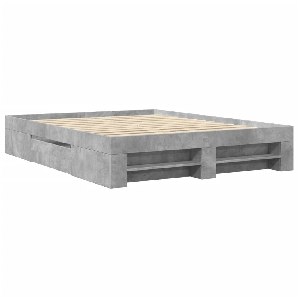 Sengeramme betonggrå 150x200 cm konstruert tre