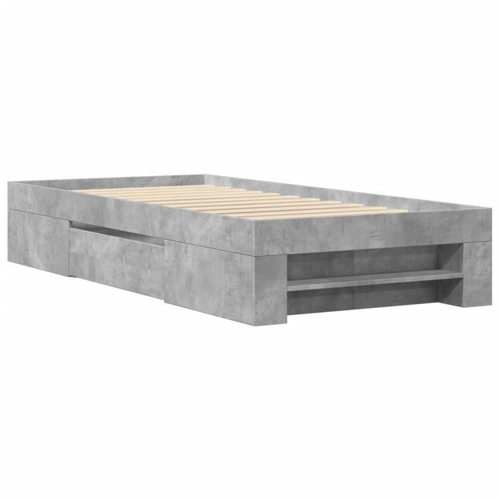 Sengeramme betonggrå 100x200 cm konstruert tre