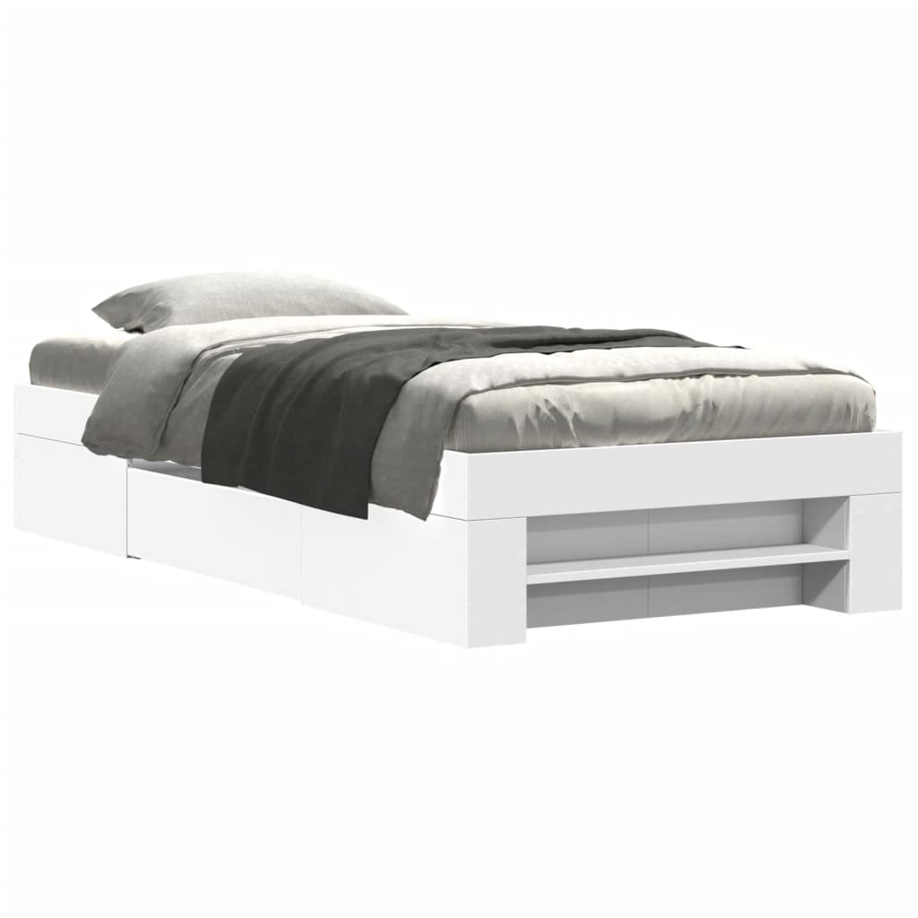 Sengeramme hvit 90x200 cm konstruert tre