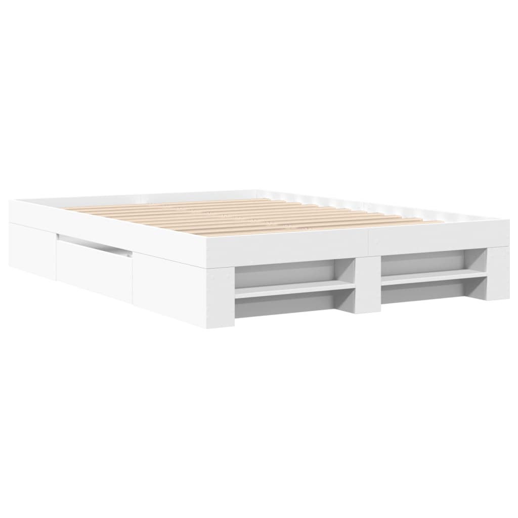 Sengeramme hvit 140x190 cm konstruert tre