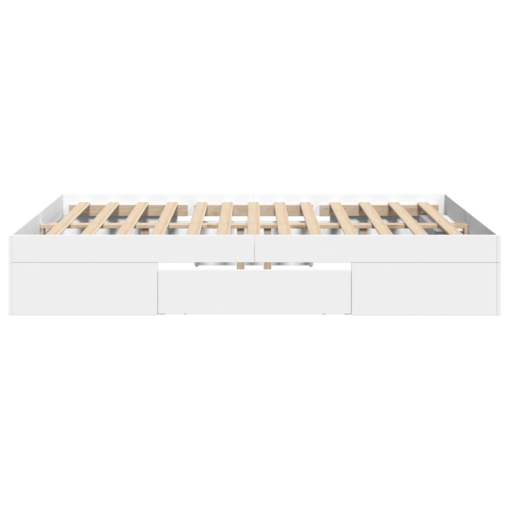 Sengeramme hvit 140x190 cm konstruert tre