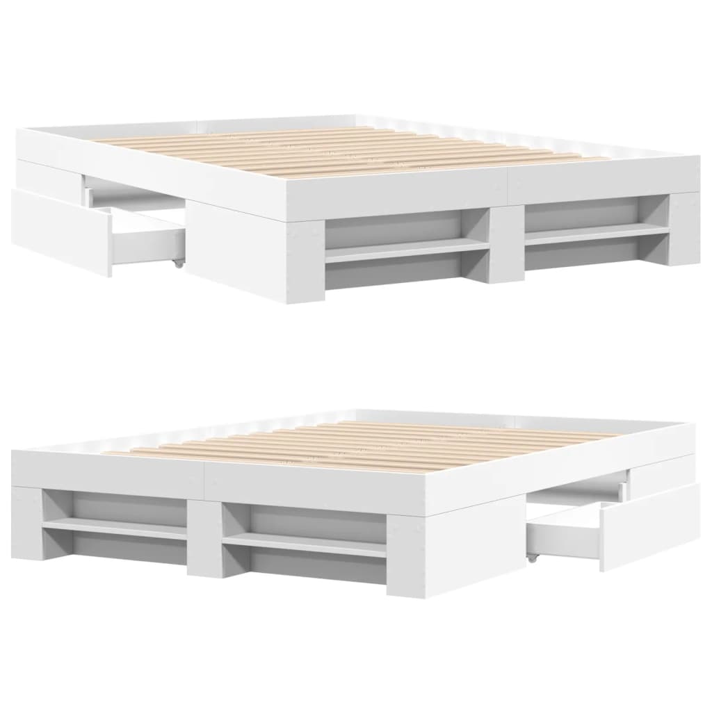 Sengeramme hvit 140x190 cm konstruert tre
