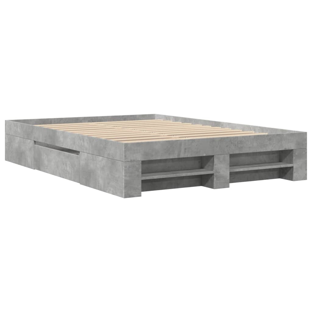 Sengeramme betonggrå 135x190 cm konstruert tre
