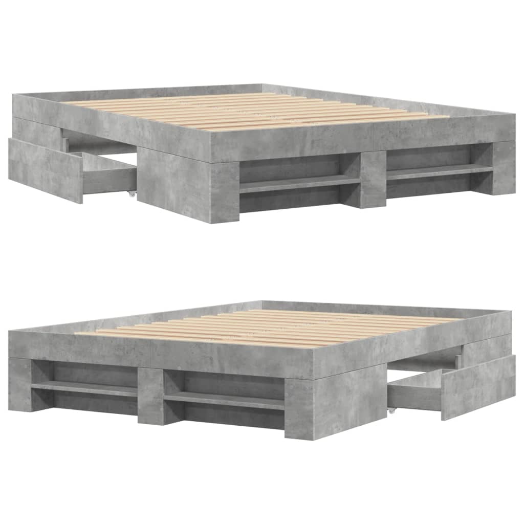 Sengeramme betonggrå 135x190 cm konstruert tre