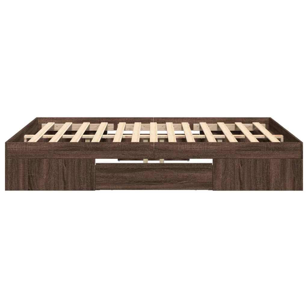 Sengeramme brun eik 135x190 cm konstruert tre