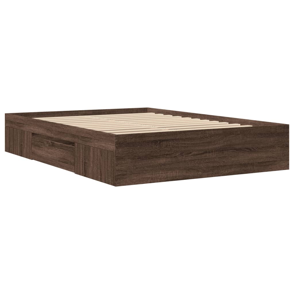 Sengeramme brun eik 135x190 cm konstruert tre
