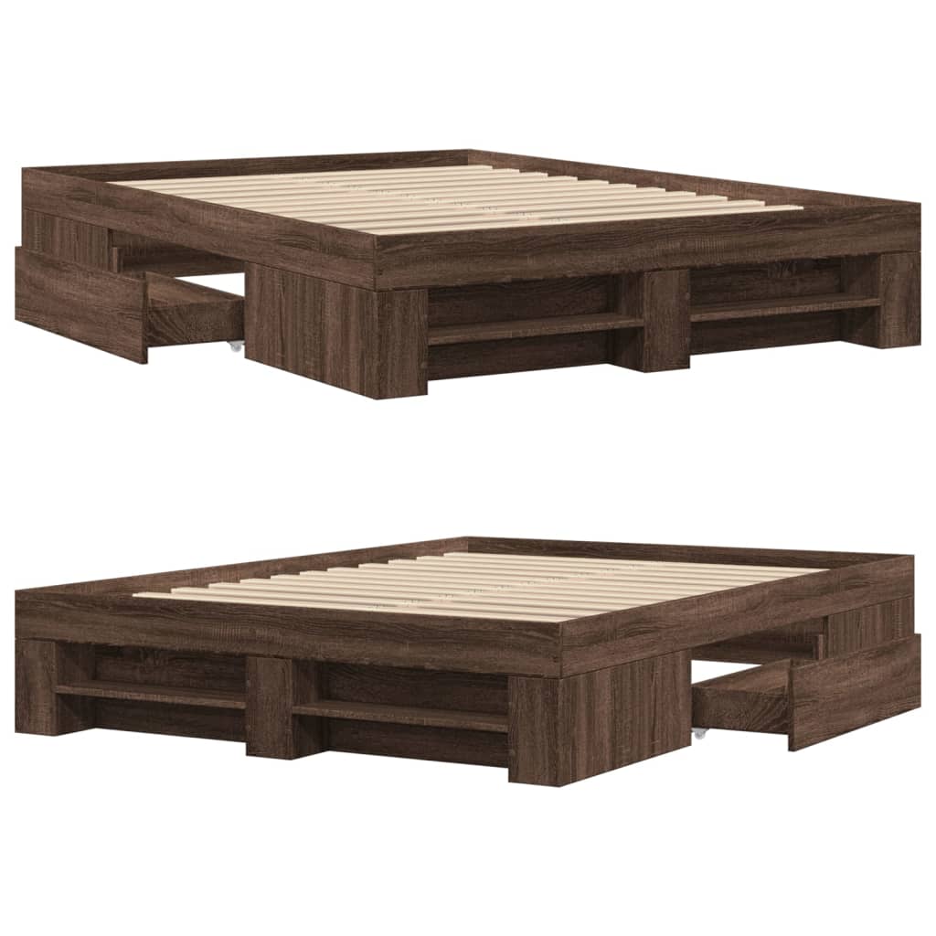 Sengeramme brun eik 135x190 cm konstruert tre