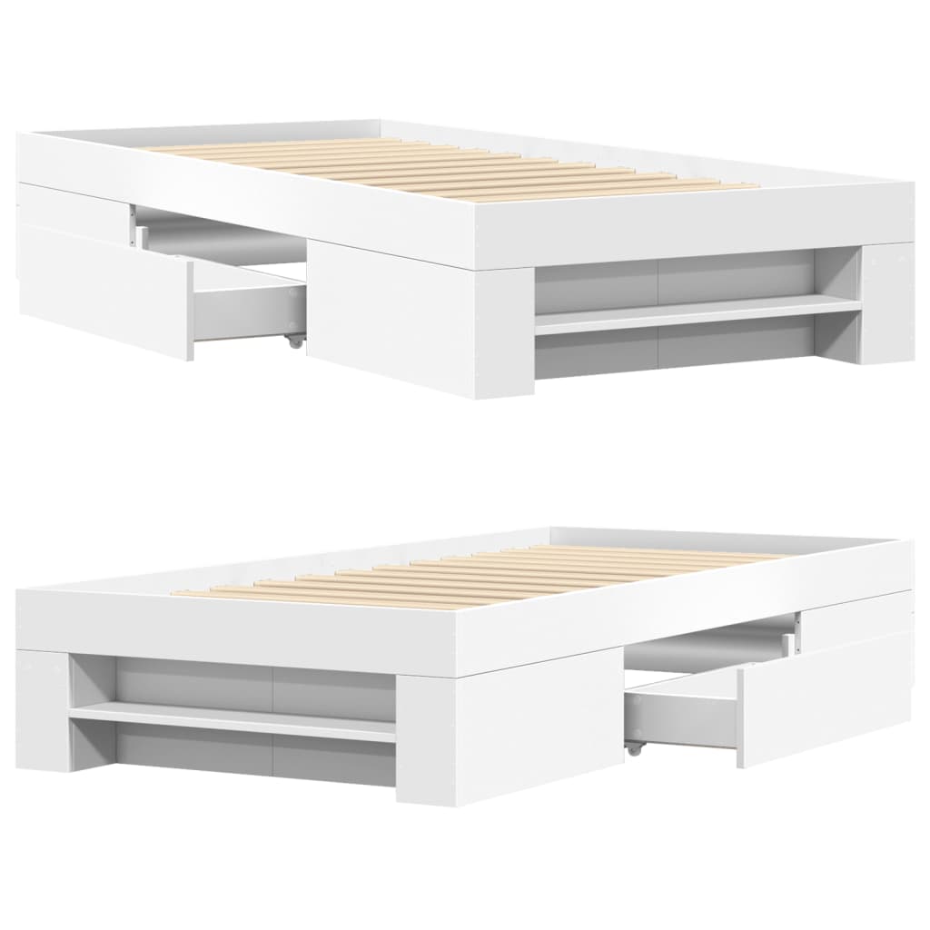 Sengeramme hvit 90x190 cm konstruert tre