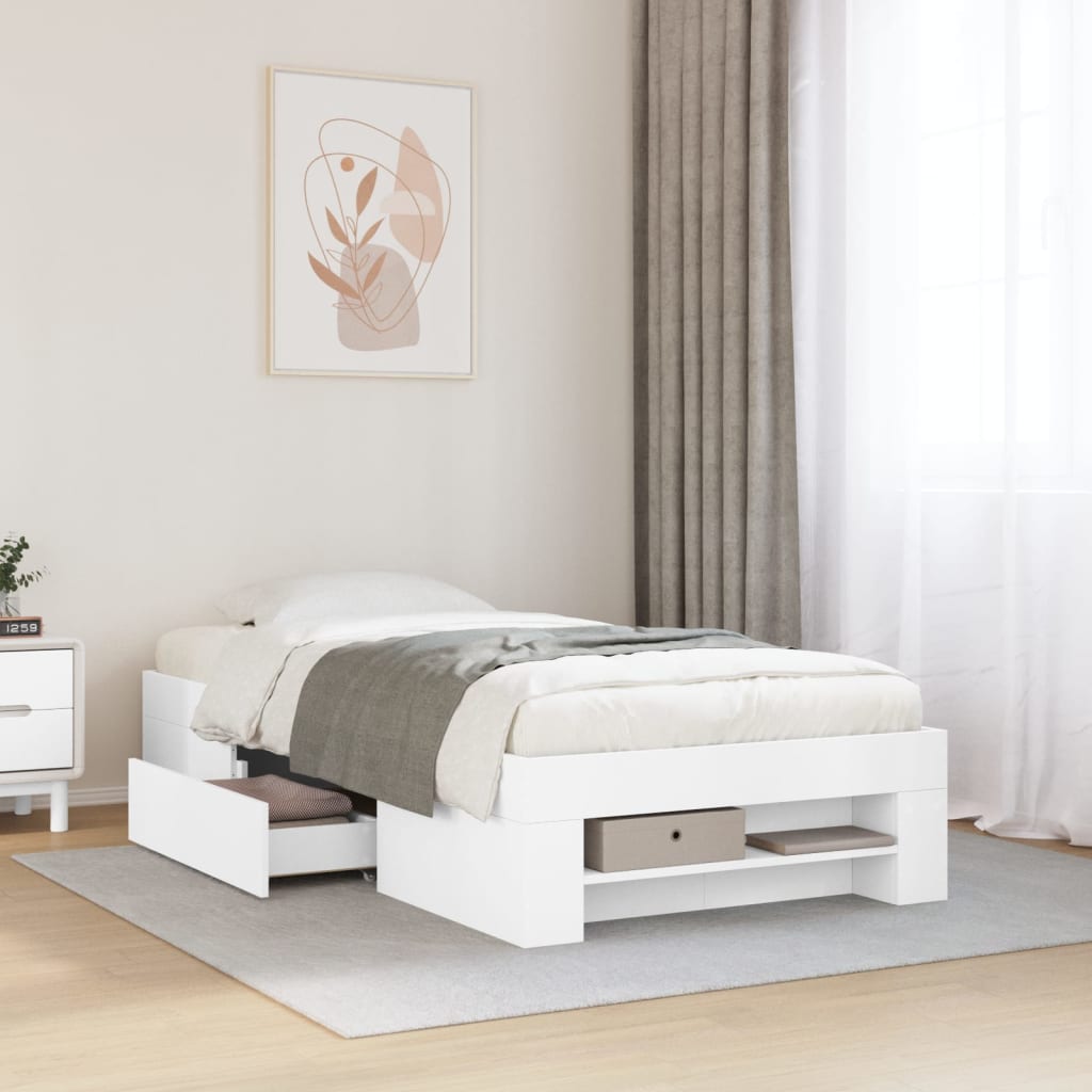 Sengeramme hvit 90x190 cm konstruert tre