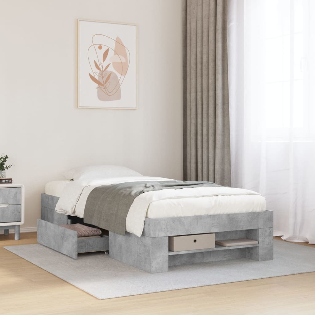 Sengeramme betonggrå 90x190 cm konstruert tre