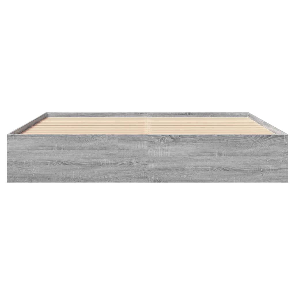 Sengeramme grå sonoma 200x200 cm konstruert tre