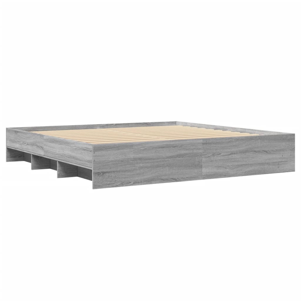 Sengeramme grå sonoma 200x200 cm konstruert tre