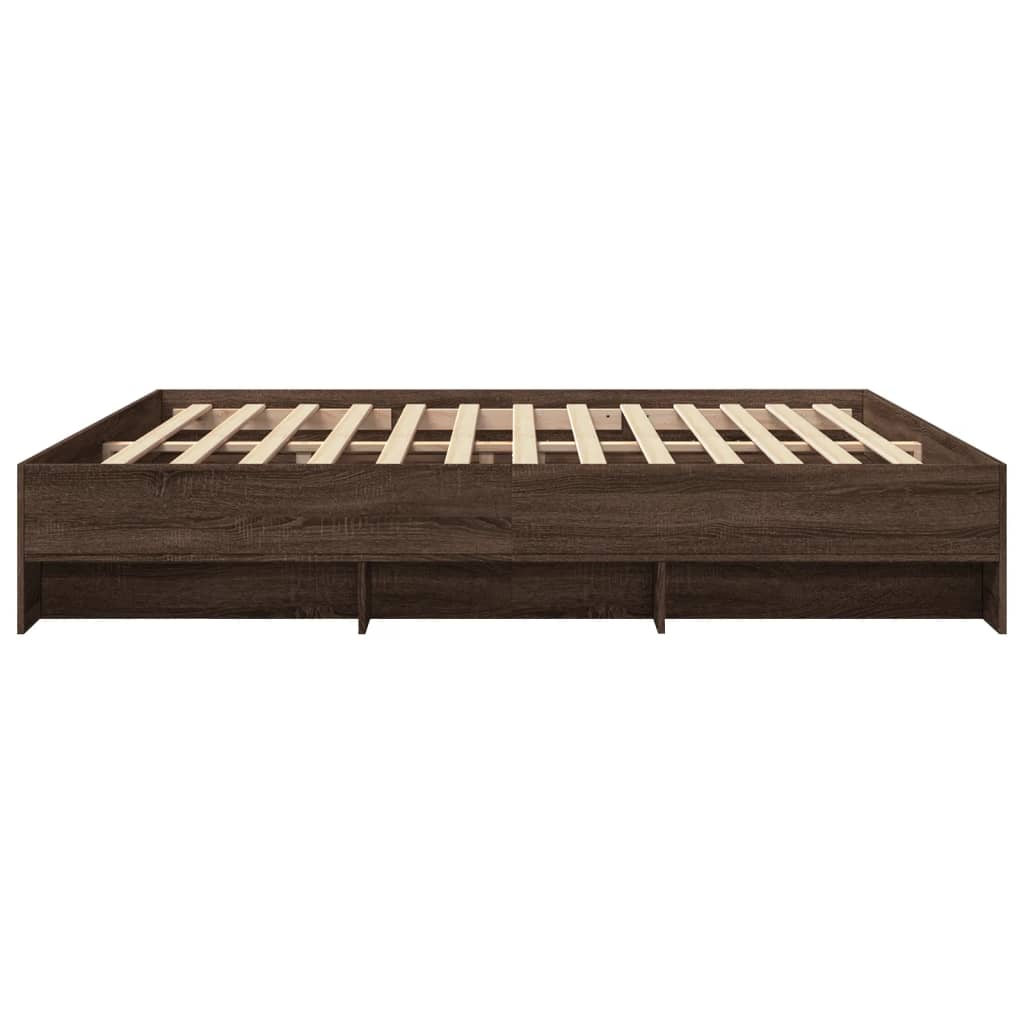 Sengeramme brun eik 200x200 cm konstruert tre