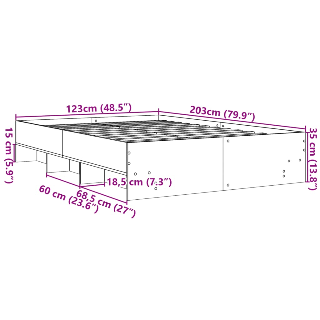 Sengeramme hvit 120x200 cm konstruert tre
