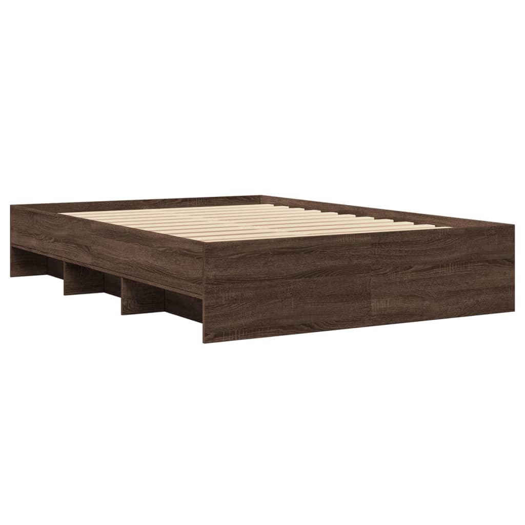Sengeramme brun eik 135x190 cm konstruert tre