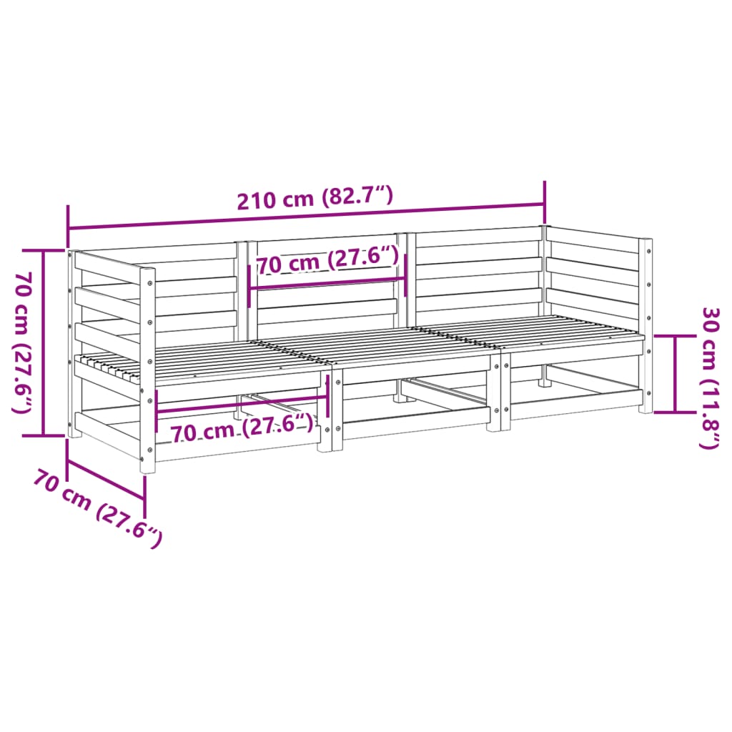 Hagesofasett 3 deler heltre furu