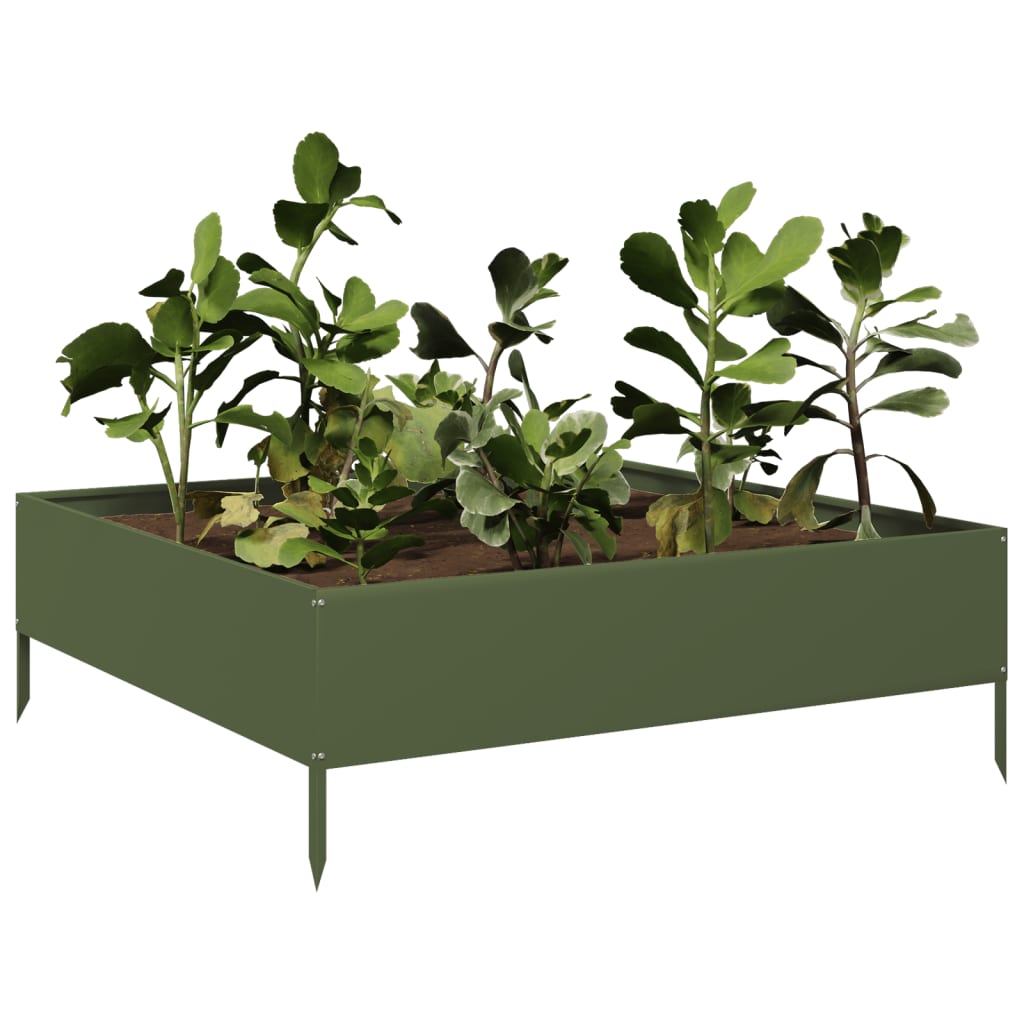 Høybed olivengrønn 100x100x33,5 cm stål