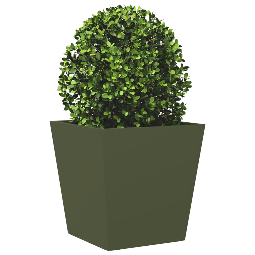 Plantekasser olivengrønn 2 stk 40x40x40 cm stål