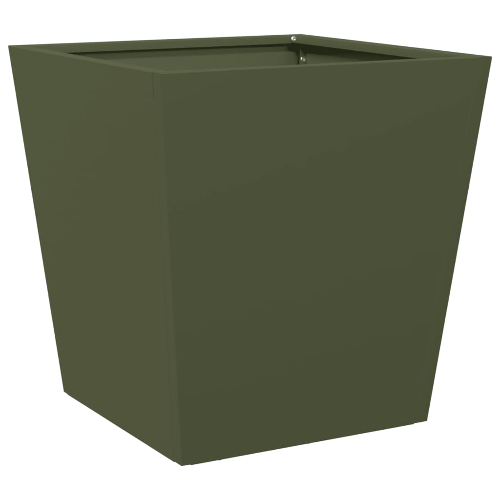 Plantekasser olivengrønn 2 stk 40x40x40 cm stål