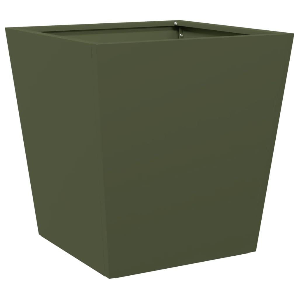 Plantekasser olivengrønn 2 stk 40x40x40 cm stål