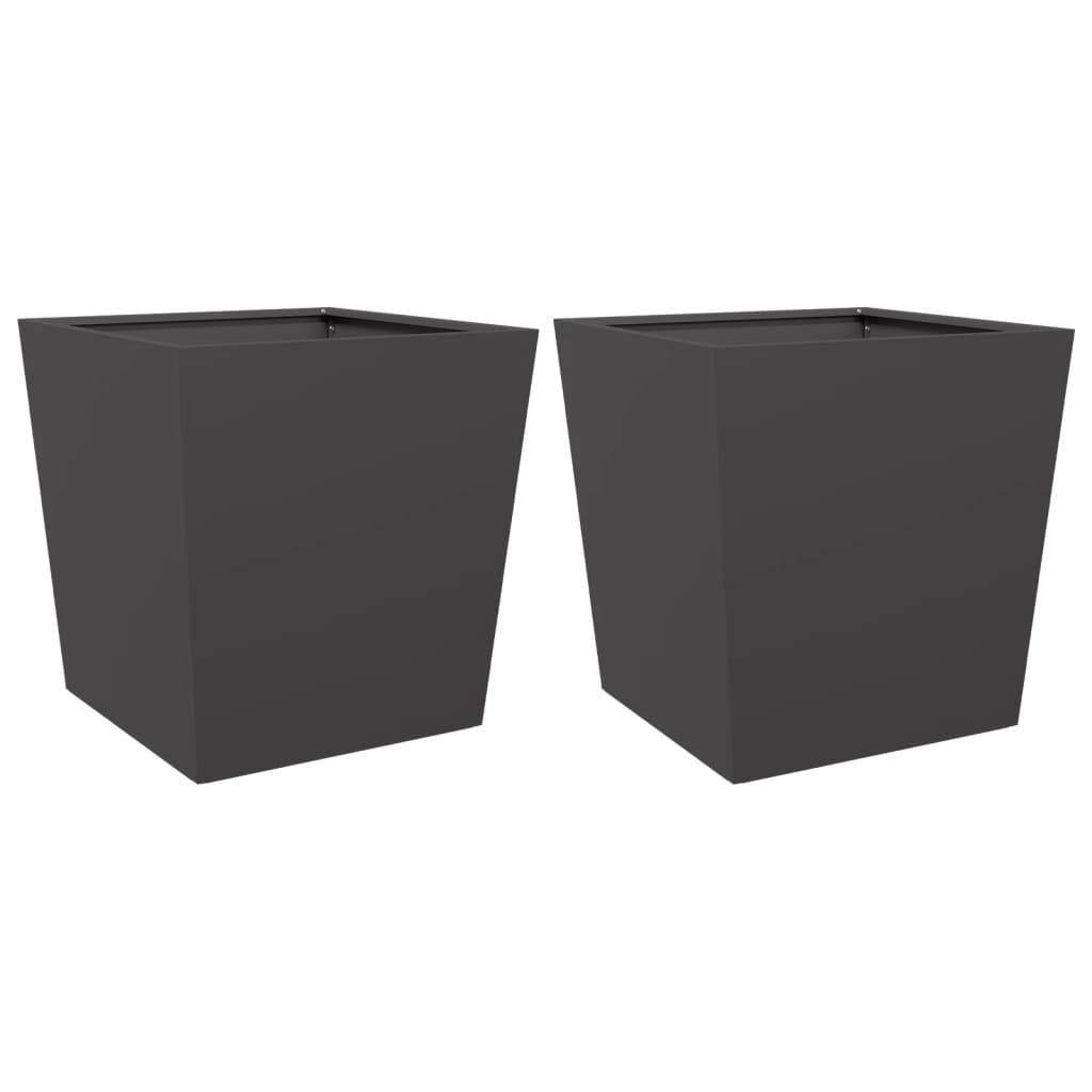 Plantekasser 2 stk svart 50x50x50 cm stål