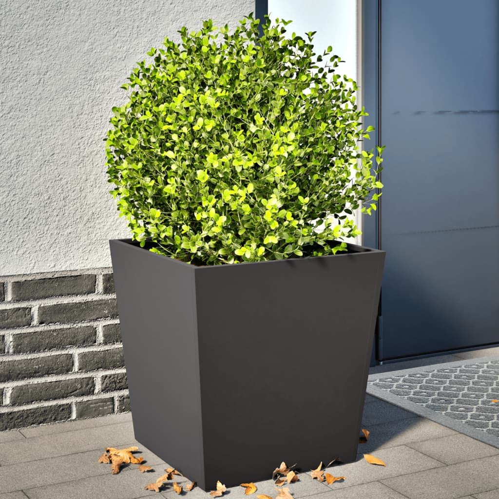 Plantekasser 2 stk svart 50x50x50 cm stål