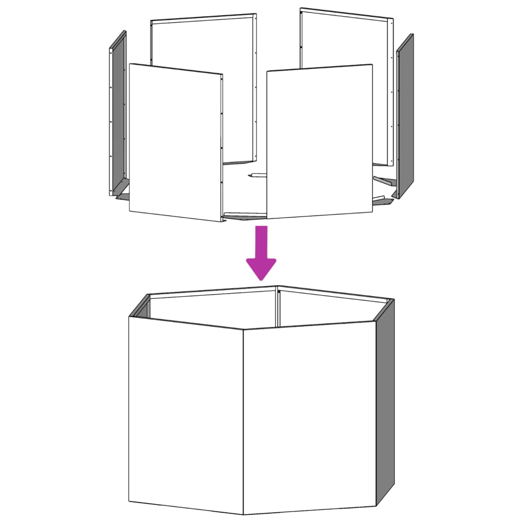 Plantekasser 2 stk hvit sekskantet 46x40x45 cm stål