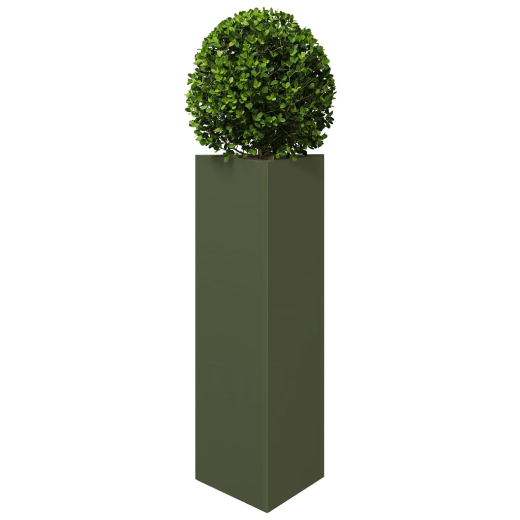 Plantekasser 2 stk olivengrønn trekantet 30x26x75 cm stål