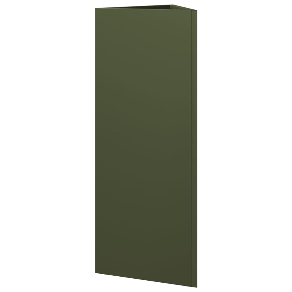 Plantekasser 2 stk olivengrønn trekantet 30x26x75 cm stål