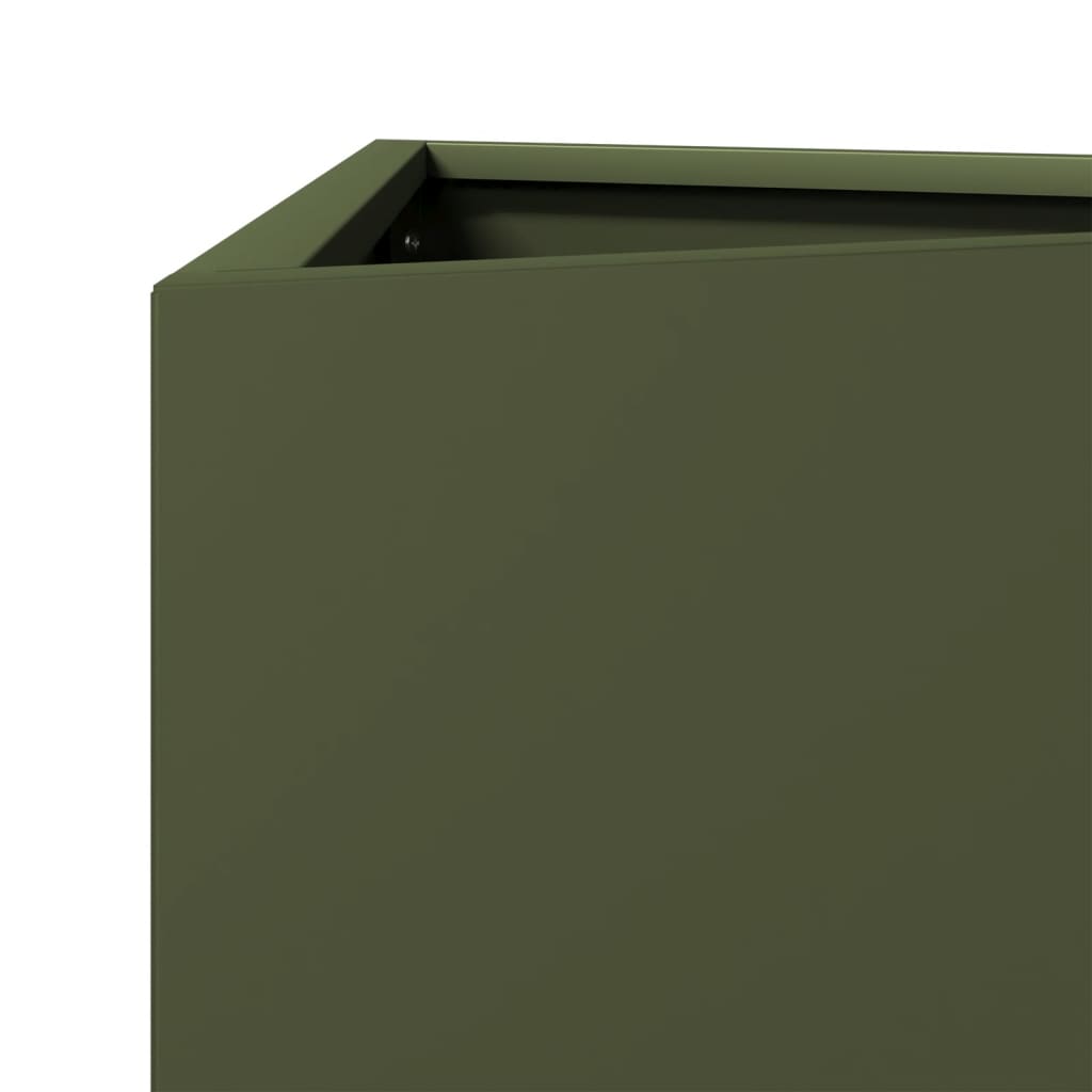 Plantekasser 2 stk olivengrønn trekantet 30x26x75 cm stål