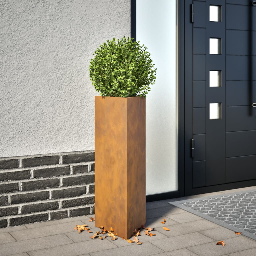 Plantekasser 2 stk svart trekantet 30x26x75 cm cortenstål