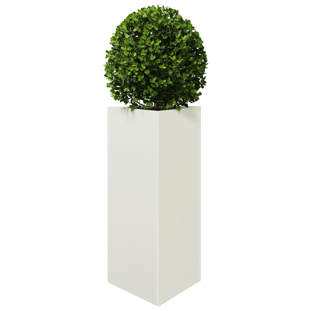Plantekasser 2 stk hvit trekantet 40x34,5x70 cm stål