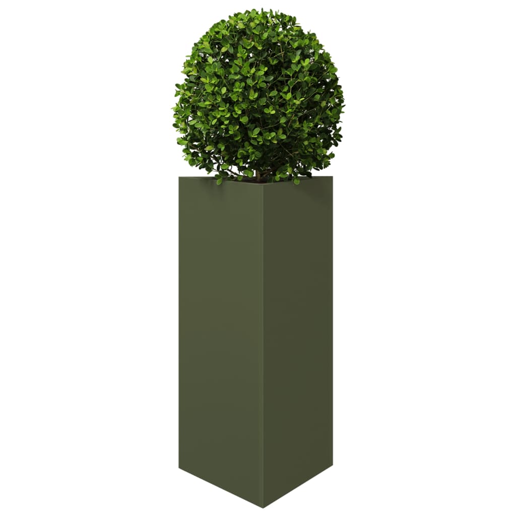 Plantekasser 2 stk olivengrønn trekantet 40x34,5x70 cm stål