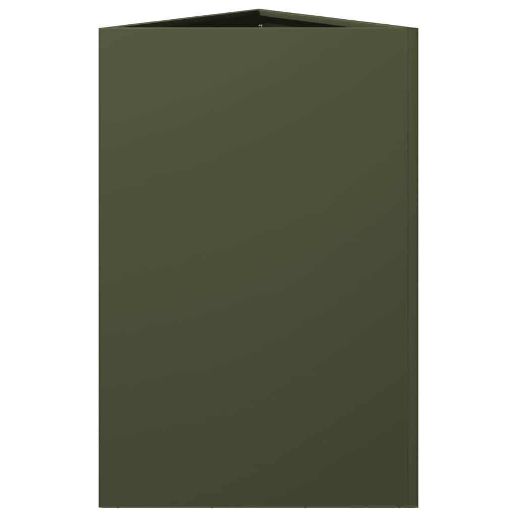 Plantekasser 2 stk olivengrønn trekantet 50x43x75 cm stål