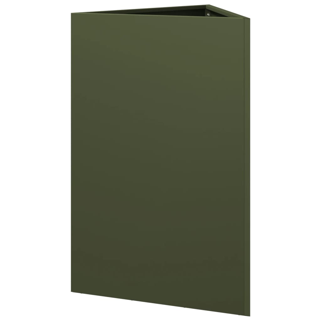 Plantekasser 2 stk olivengrønn trekantet 50x43x75 cm stål
