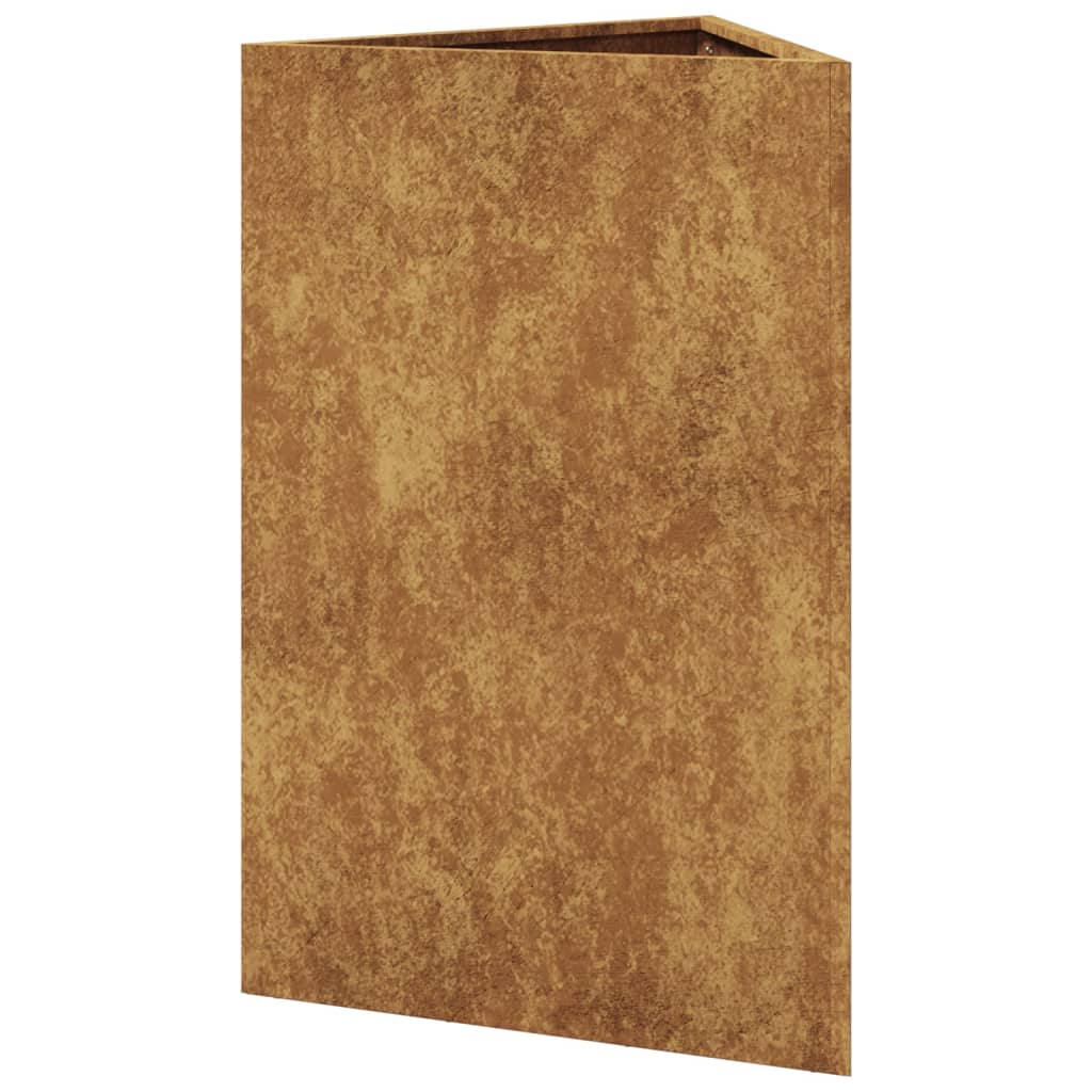 Plantekasser 2 stk trekantet 50x43x75 cm cortenstål