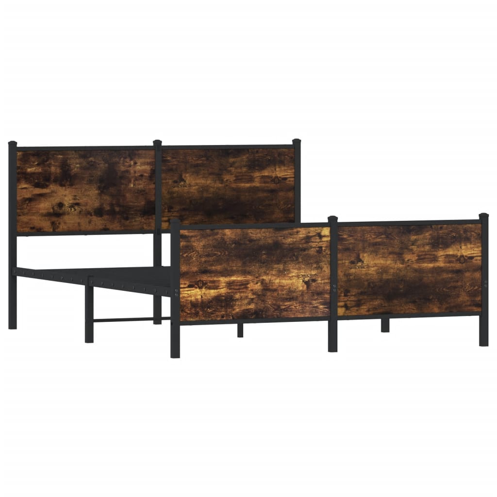 Sengeramme i metall uten madrass røkt eik 160x200 cm