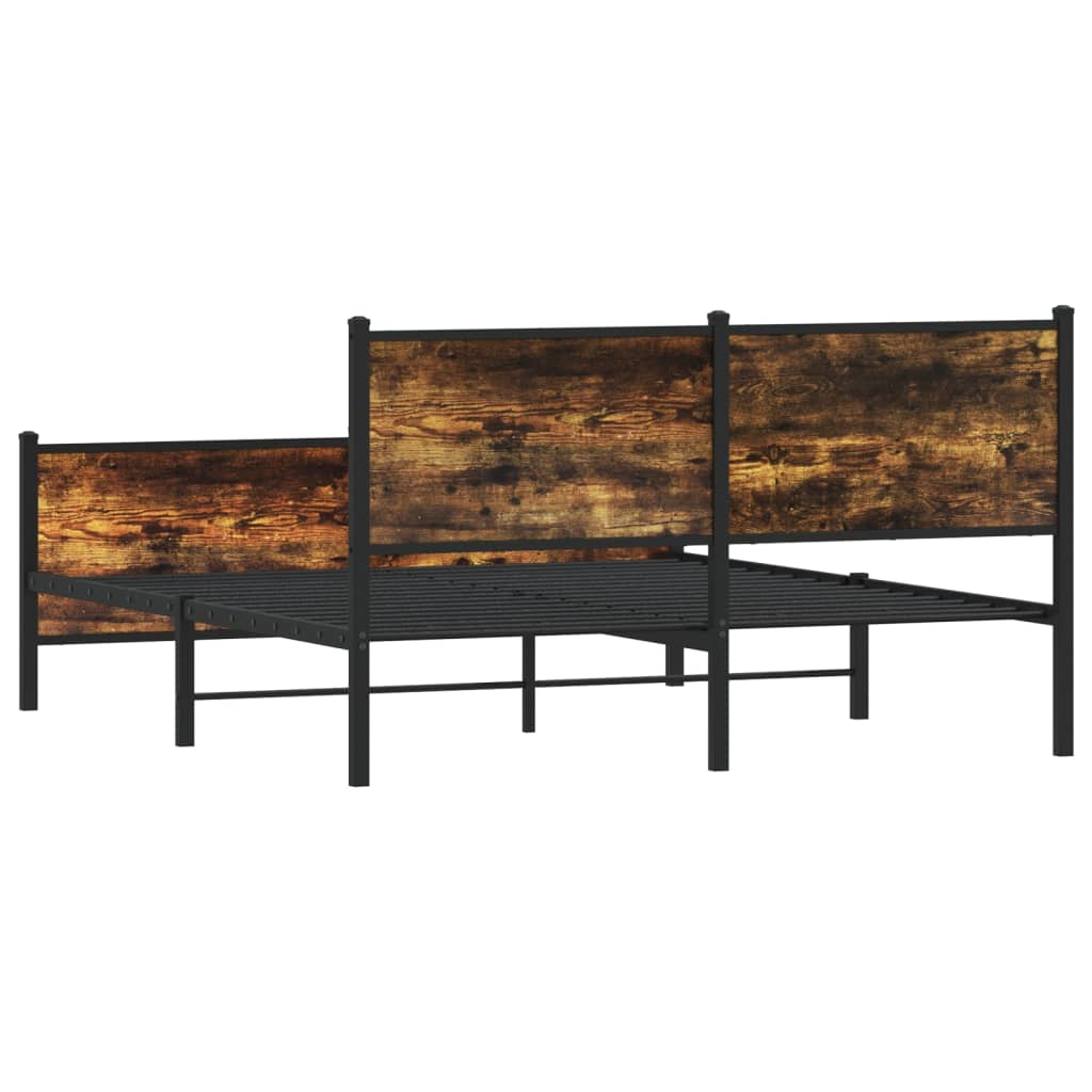 Sengeramme i metall uten madrass røkt eik 160x200 cm