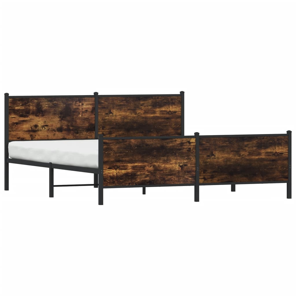 Sengeramme i metall uten madrass røkt eik 180x200 cm