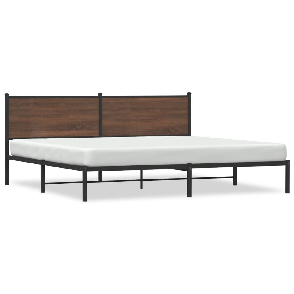 Sengeramme i metall uten madrass brun eik 200x200 cm