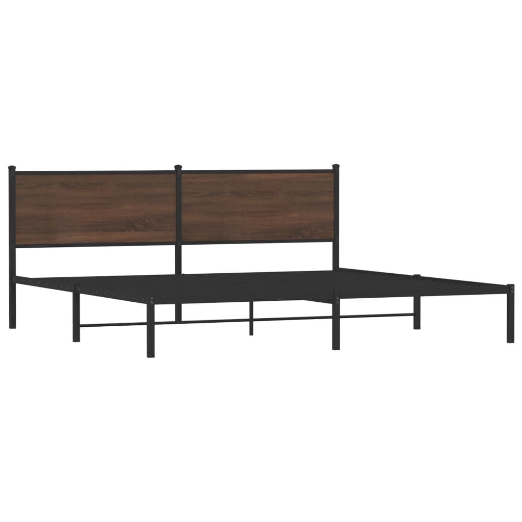 Sengeramme i metall uten madrass brun eik 200x200 cm