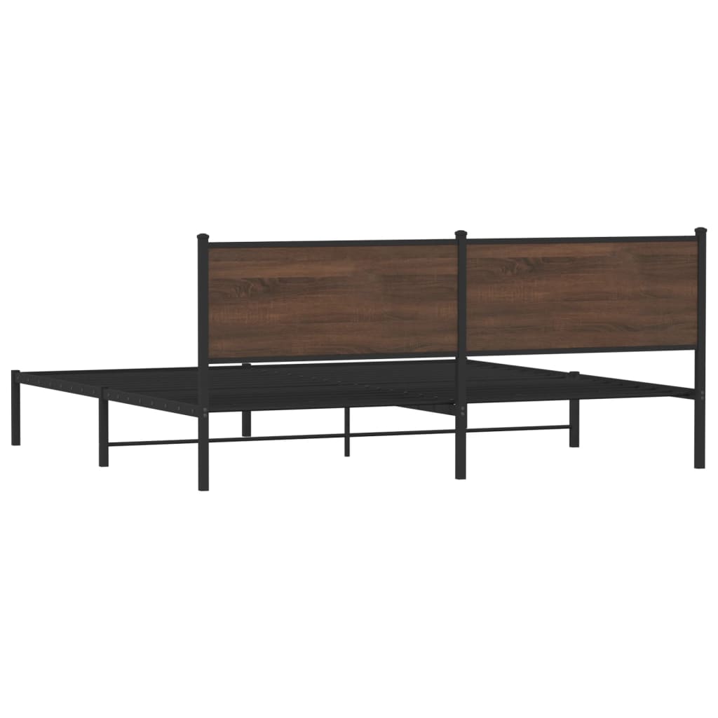Sengeramme i metall uten madrass brun eik 200x200 cm