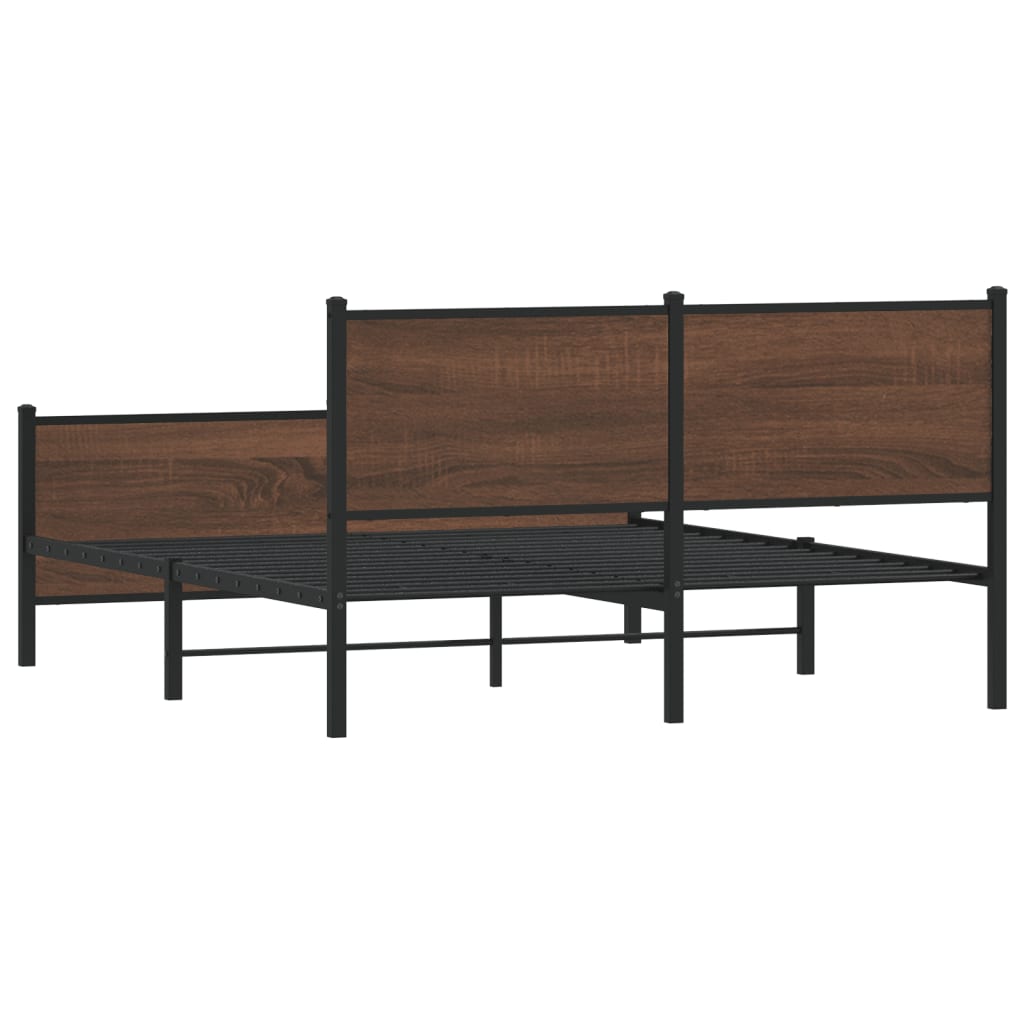 Sengeramme i metall uten madrass brun eik 140x190 cm
