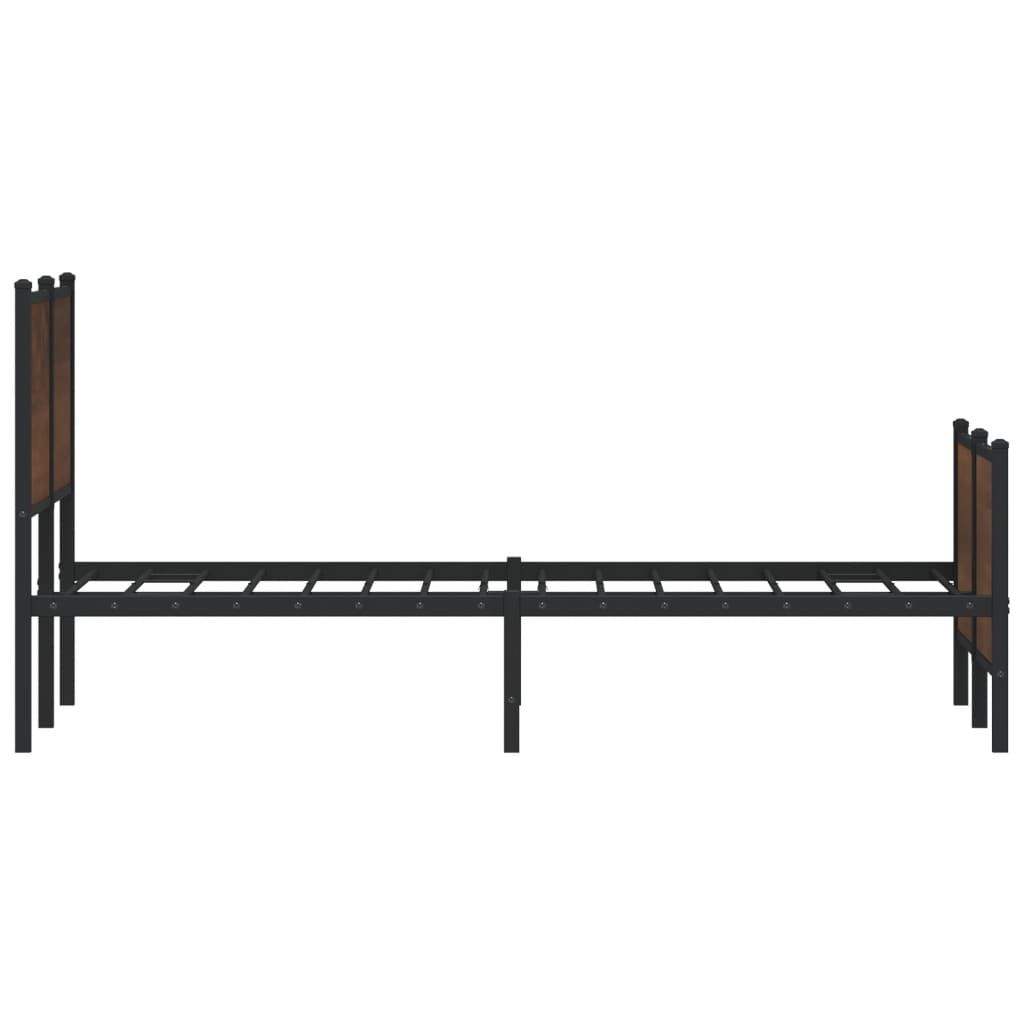 Sengeramme i metall uten madrass brun eik 160x200 cm
