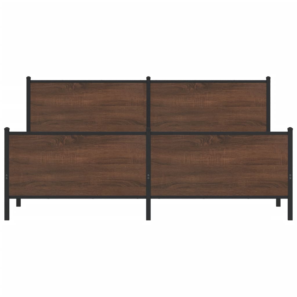 Sengeramme i metall uten madrass brun eik 183x213 cm
