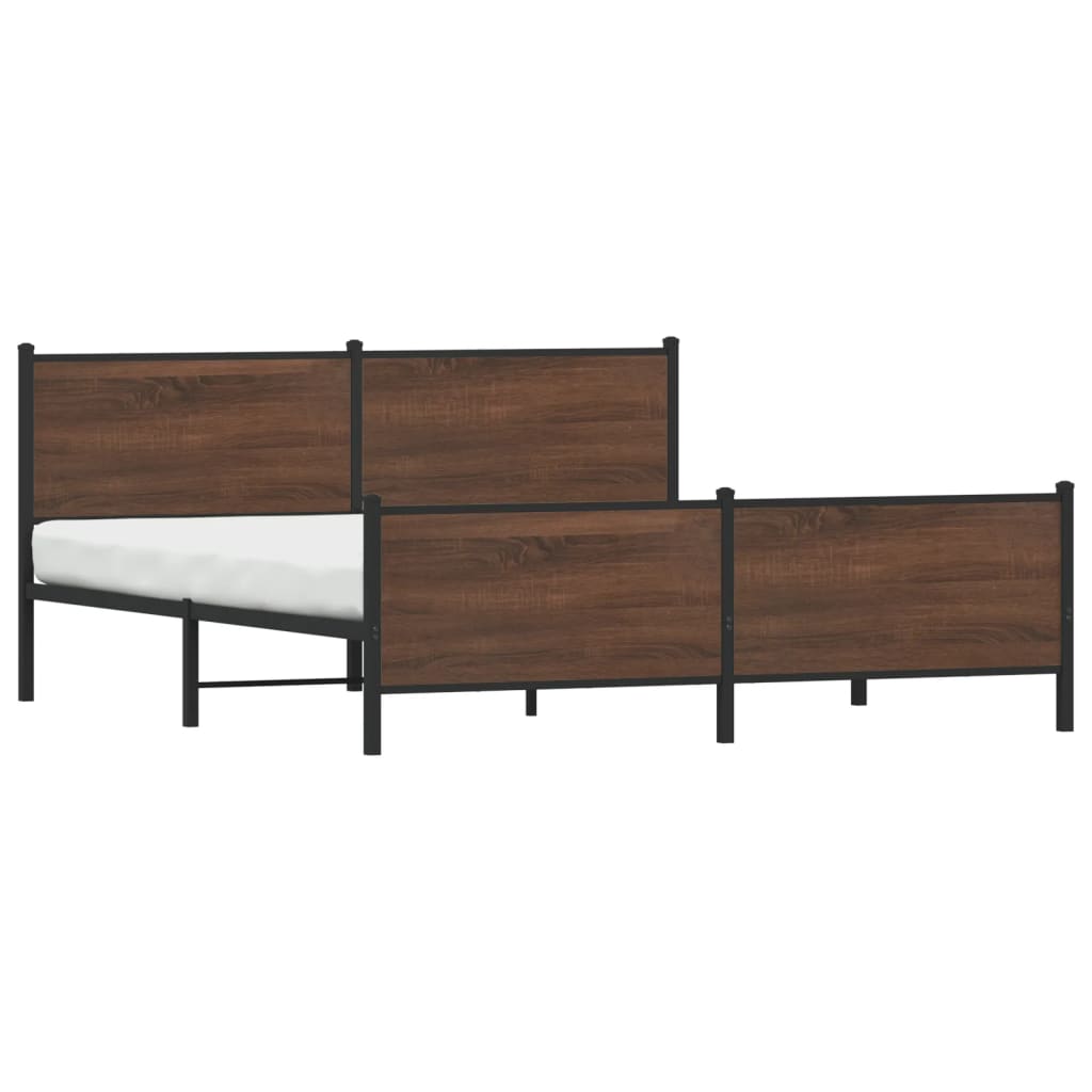 Sengeramme i metall uten madrass brun eik 193x203 cm