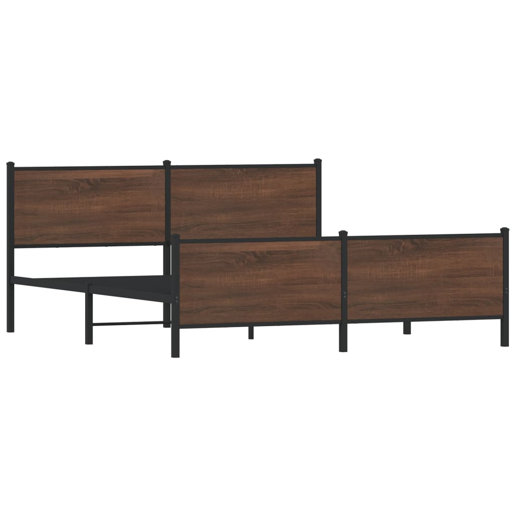 Sengeramme i metall uten madrass brun eik 193x203 cm