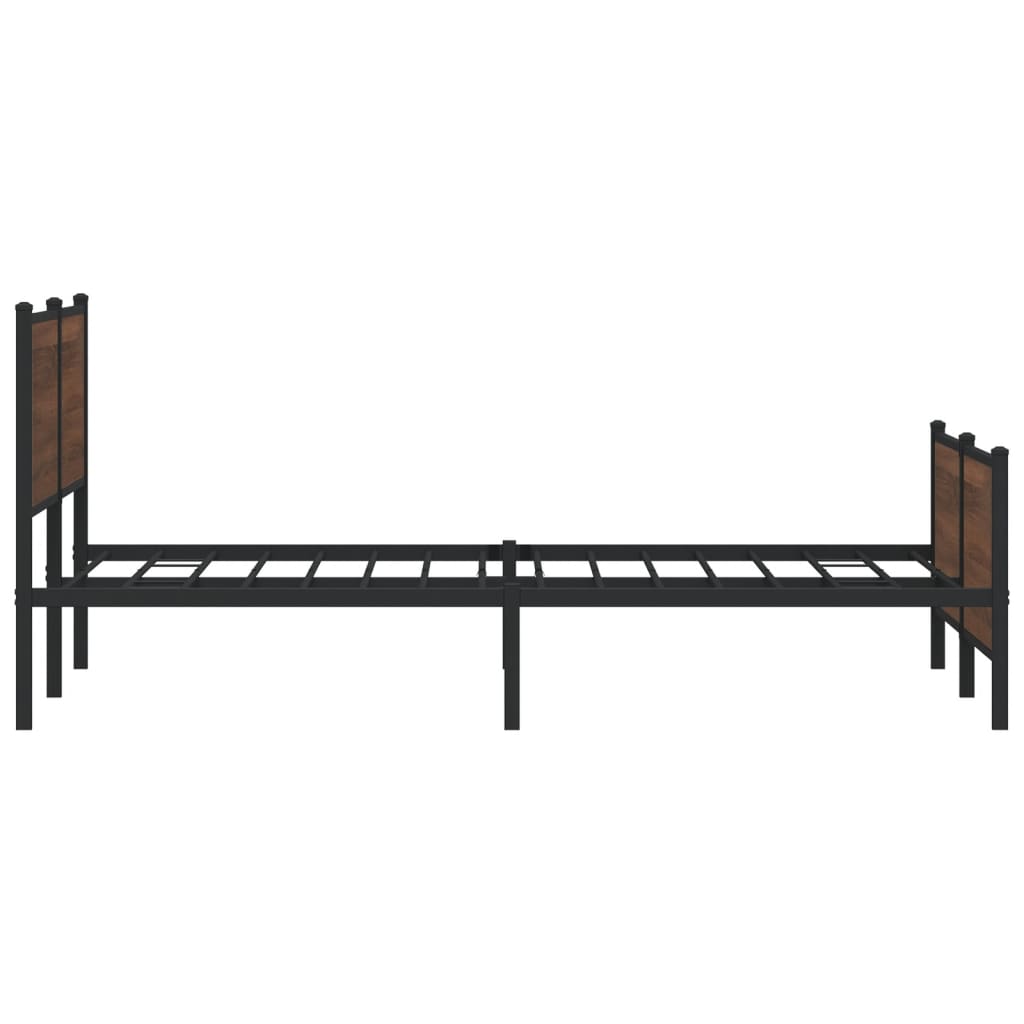 Sengeramme i metall uten madrass brun eik 193x203 cm